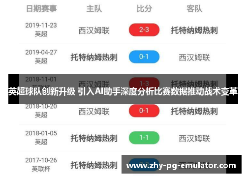 英超球队创新升级 引入AI助手深度分析比赛数据推动战术变革 英超球队创新升级 引入AI助手深度分析比赛数据推动战术变革